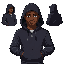 create one darkskin blacked man wearing robber clothes