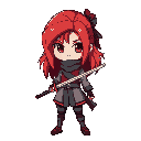 red haired ninja girl with katana