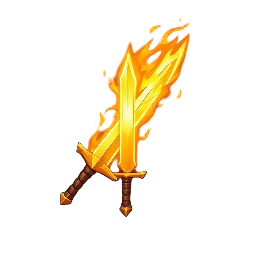 a golden sword of fire