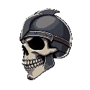 skull with medieval iron helmet. side view. dark fantasy. dark background