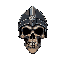 skull with medieval iron helmet. dark fantasy
