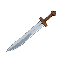 a basic training sword with a simple steel blade and wooden handle against a transparent background, game asset for fantasy rpg