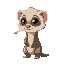 a super cute ferret with big eyes and soft, fluffy fur, holding a cigarette loosely in its mouth, very slim. the ferret is shown from a side view (profile), not facing forward
