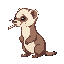 a super cute ferret and soft, fluffy fur, holding a cigarette loosely in its mouth, very slim. the ferret is shown from a side view (profile), not facing forward