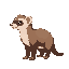 a super cute ferret and soft, fluffy fur, very slim. the ferret is shown from a side view (profile), not facing forward