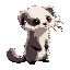 a super cute ferret and soft, fluffy fur, very slim. the ferret is shown from a side view (profile), not facing forward