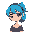 teenage girl with blue hair