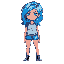 teenage girl with blue hair