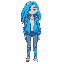 teenage girl with blue hair