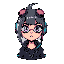 head of cyberpunk gotic girl