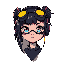 head of cyberpunk gotic girl