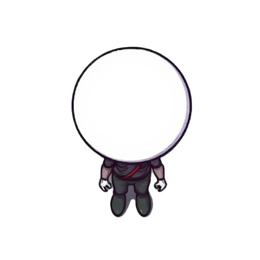 a dying character with big circlular white head in pixilart style