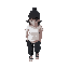 1girl,white t-shirt,black pants,baggy pants,sneakers,dim lighting,