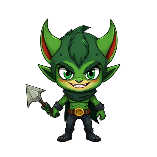 green goblin chibi cartoon paper kraft