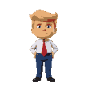 young donald trump in blue trousers