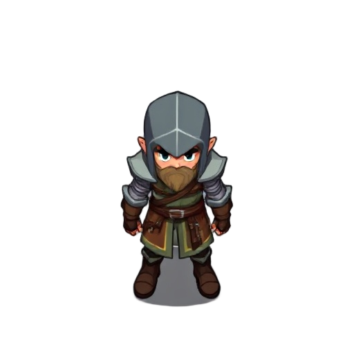 player character in a top down 2d game with character size of 16 by 16 pixels. the character is a warrior in a fantasy world
