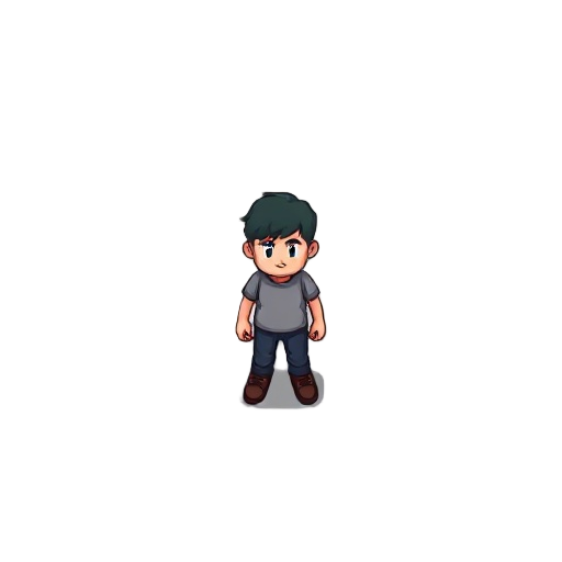player character in a top down 2d game with character size of 16 by 16 pixels