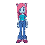 sprite design from game "sonic 3", mobian female with long pink hair, wearing cyan colored t-shirt and blue jeans, skin color is light-light-blue