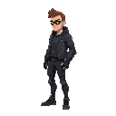 cyberpunk man, side view