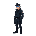 cyberpunk police man, side view