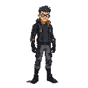 cyberpunk man, side view