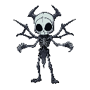 necromante, flutuante, com 2  caveiras viva do lado 