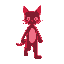 human red neon cat. walking 