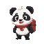 2d panda, cartoon, backpack baset, red bandana