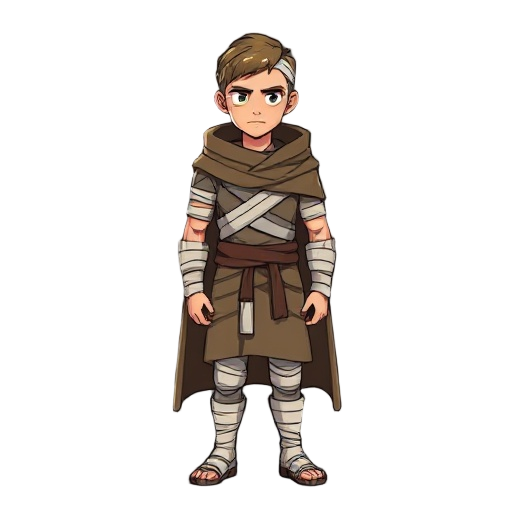 male in bandages, in a cloak