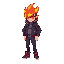 2d platformer cute fire like ,cyberpunk,jacket on, high life 