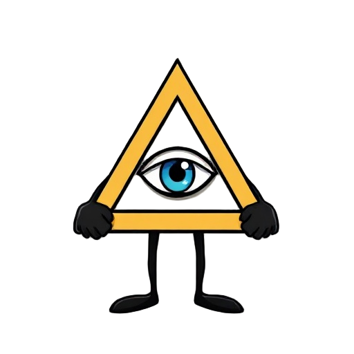 create a triangle with an eye like the illuminati triangle with black arms and legs
