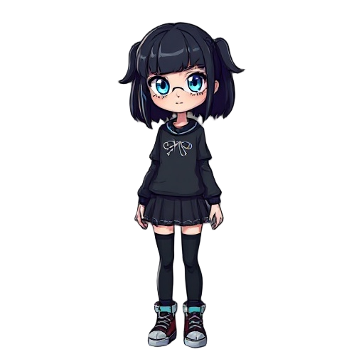 goth girl with blue eyes full body