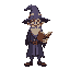 a nerdy wizard holding a book in his hand