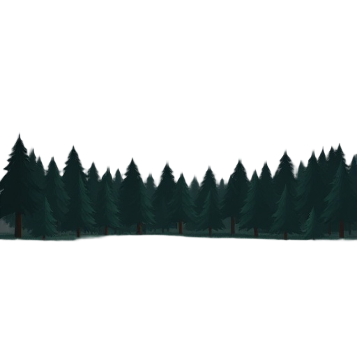 field of trees looked at from profile, horizontally. it's a forest with dark vibe