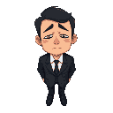 a tired-looking businessman in a dark suit (black or navy), wearing a slightly wrinkled white shirt and a loosened tie. he has dark circles under his eyes, slightly sunken cheeks, and an exhausted fac