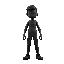 a font view of a person full black in color walking 