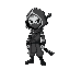 shedninja,black and white  with a shadow version of it behind it 