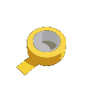 duct tape roll, lying on the ground, front-top view, side view