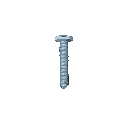 screw lying on the ground, front-top view, front view