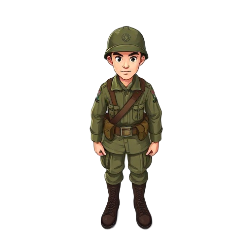 world war 1 american soldier top down view at a slight angle no background 