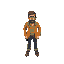 top down shooter, 1970s psychedlic styled man.