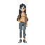 asian woman with long black hair, wearing casual home clothes, casual relaxed pose
