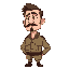 a man with a neatly groomed mustache and beard, gazing thoughtfully to the side. he wears a khaki military uniform with a high collar and buttons visible. his blue eyes stand o