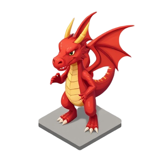 a dragon in the form of a human red colored 