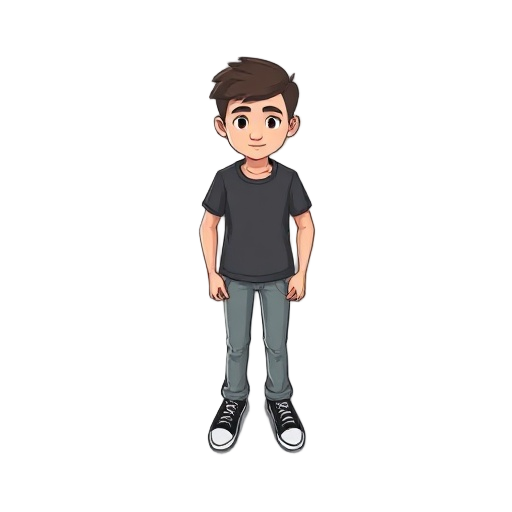 a cartoon default character, just a human
