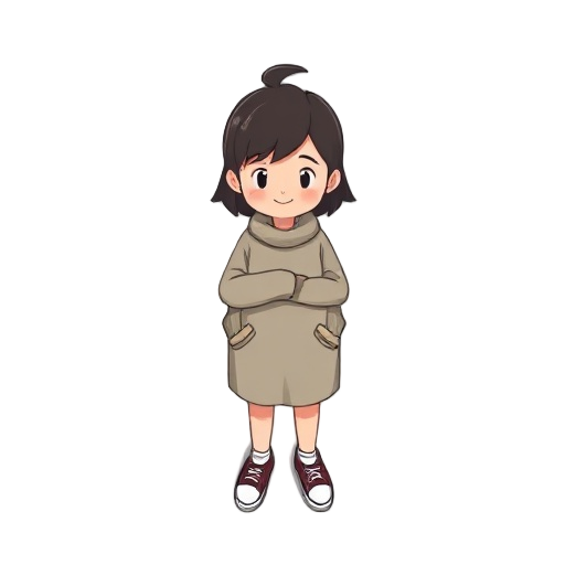 a cozy cartoon default character, just a human, lesser details, thick outlines