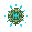 defensive symbol shaped like a magical circuit board, radiating cyan pulses