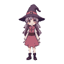 chibi style female witch wearing pastel clothes