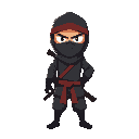 a ninja, front view, idle