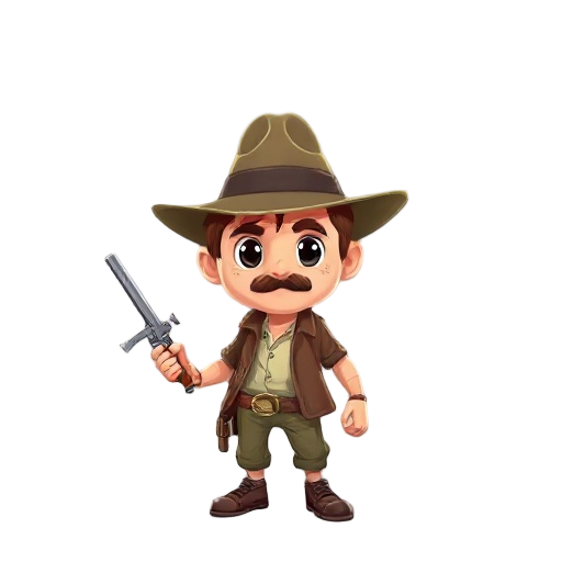 um personagem no estilo indiana jones